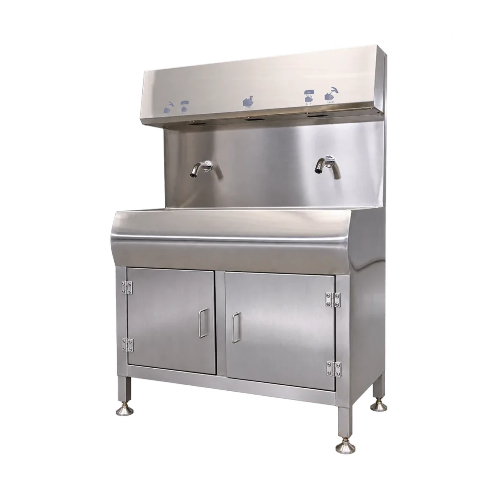 Two-Station Cabinet Hand-Washing Sink – Square Basin