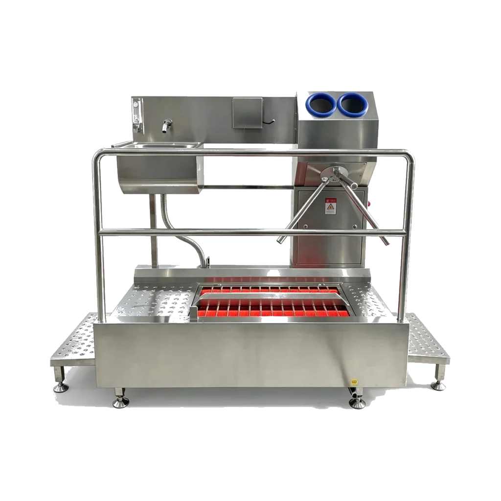 Boot Sole Washing, Hand Washing & Disinfection Access Control Station with Hand Dryer